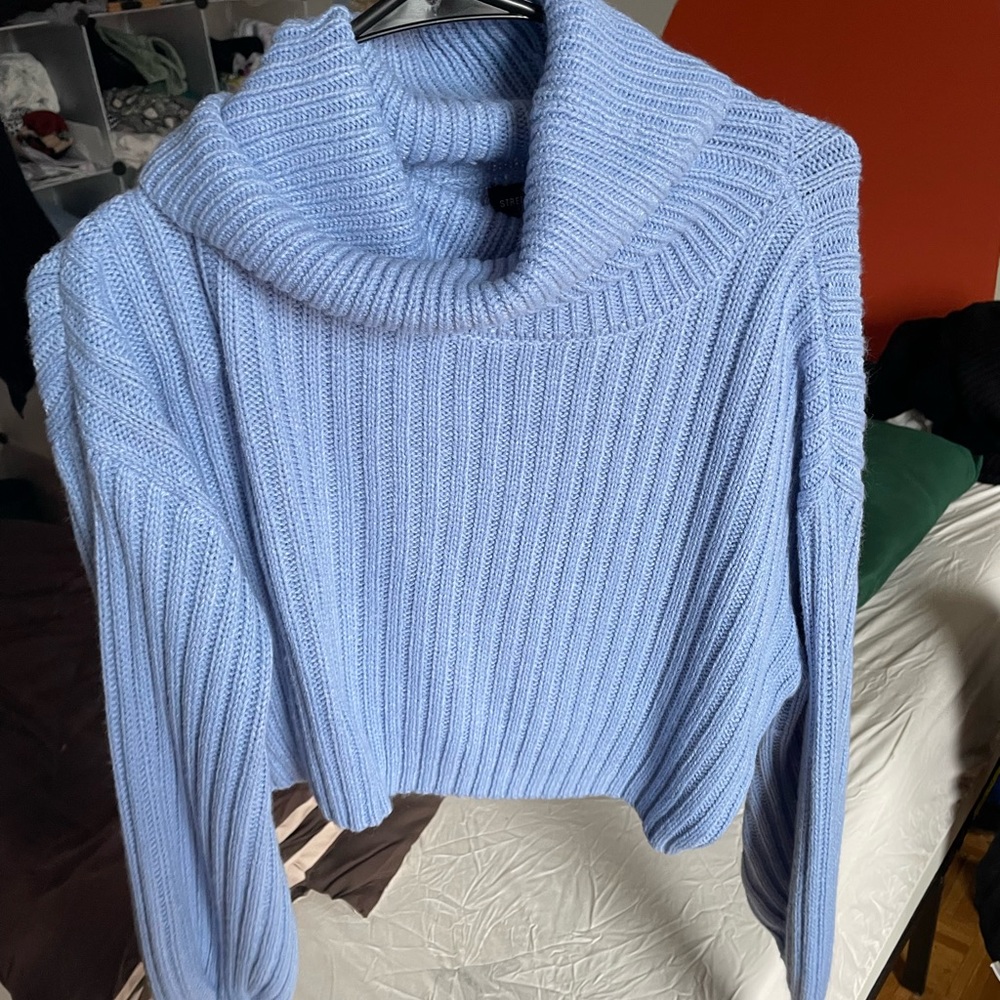Cropped cowl neck sweater